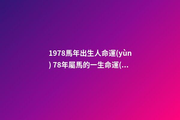 1978馬年出生人命運(yùn) 78年屬馬的一生命運(yùn)，屬馬的人一生的命運(yùn)是怎么樣的-第1張-觀點(diǎn)-玄機(jī)派